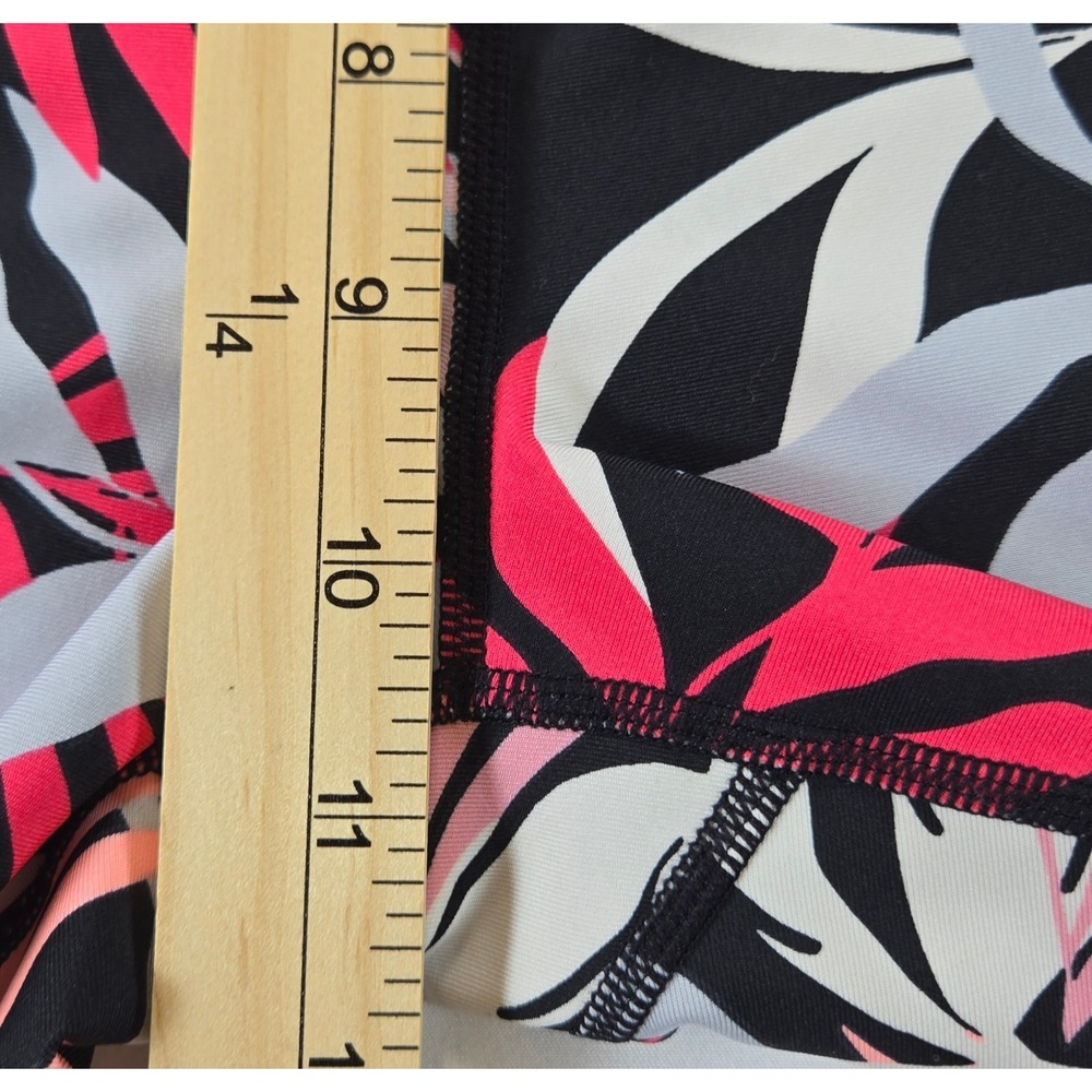 DKNY Sport Womens XL Tropical Floral High Waist Leggings Pockets Pink Black - Picture 5 of 7